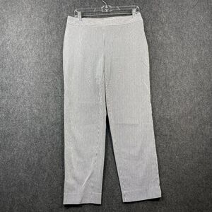 St John Emma Pants Women's 8 White Black Stripe Cropped Bianco Caviar